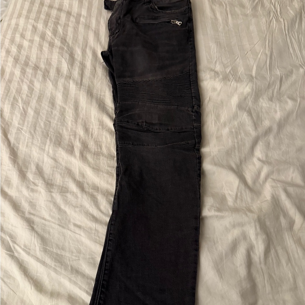 Balmain Paris Black Biker Jeans
